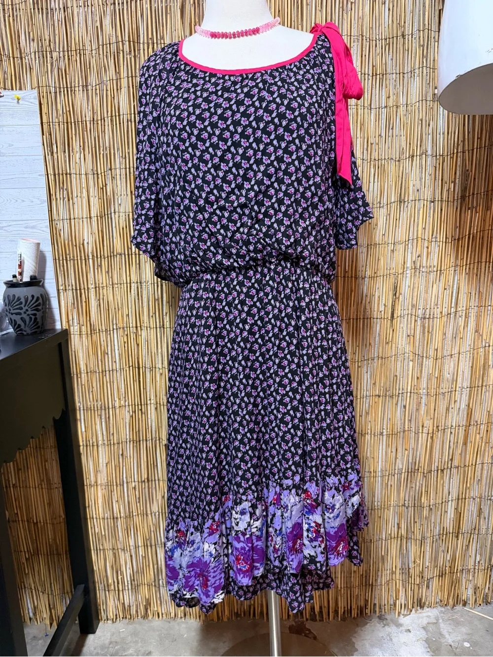 Free People ditsy floral print asymmetric midi dress, size L